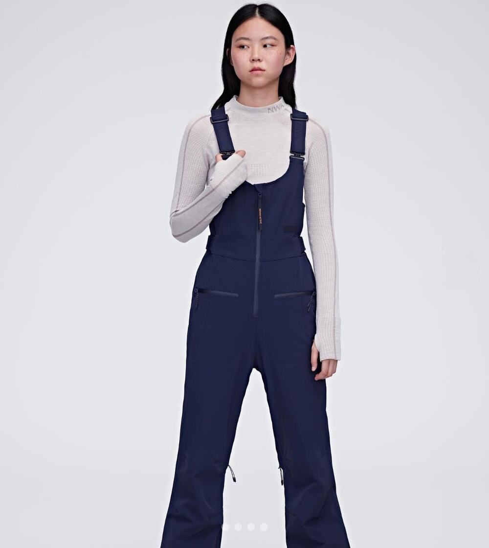 Neiwai Midnight Navy Flare Waterproof Bib Snow Pants NWT Medium Ski Snowboard